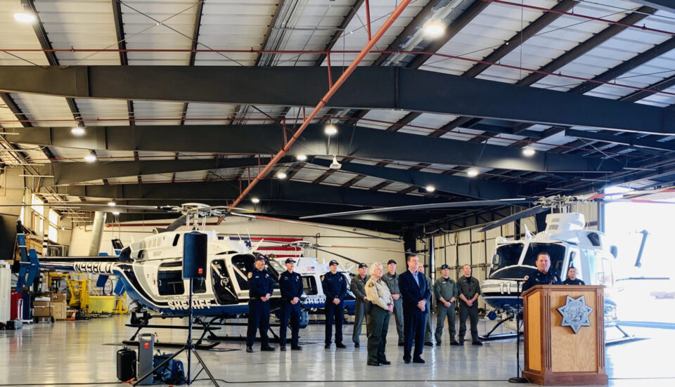 Sheriff, County officials with helicopters