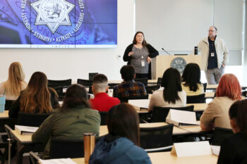 classroom of high school students with dispatchers up front