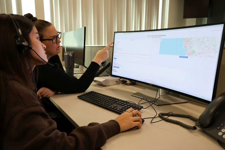 Student learning how to dispatch calls