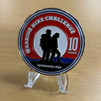 front of the Warrior Hike Challenge coin