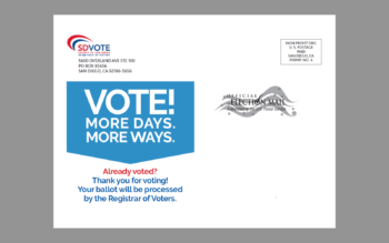 Vote early postcard from the Registrar of Voters.