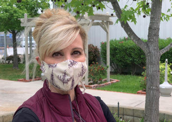 woman wearing a face covering