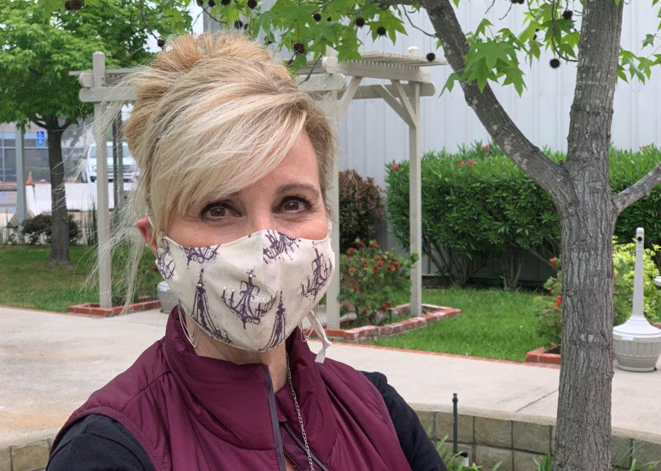 woman wearing a face covering