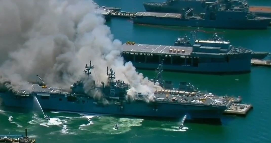 ship on fire