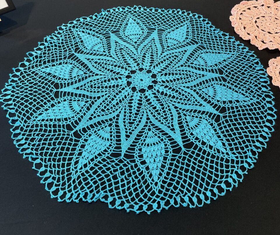 Large crocheted blue star