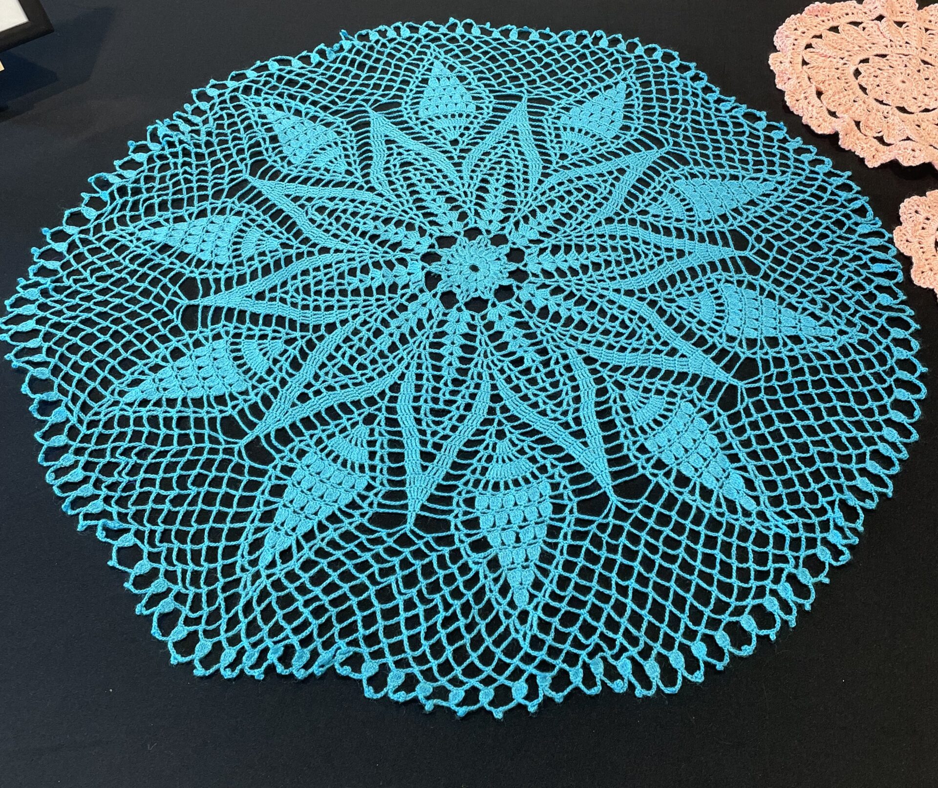 Large crocheted blue star