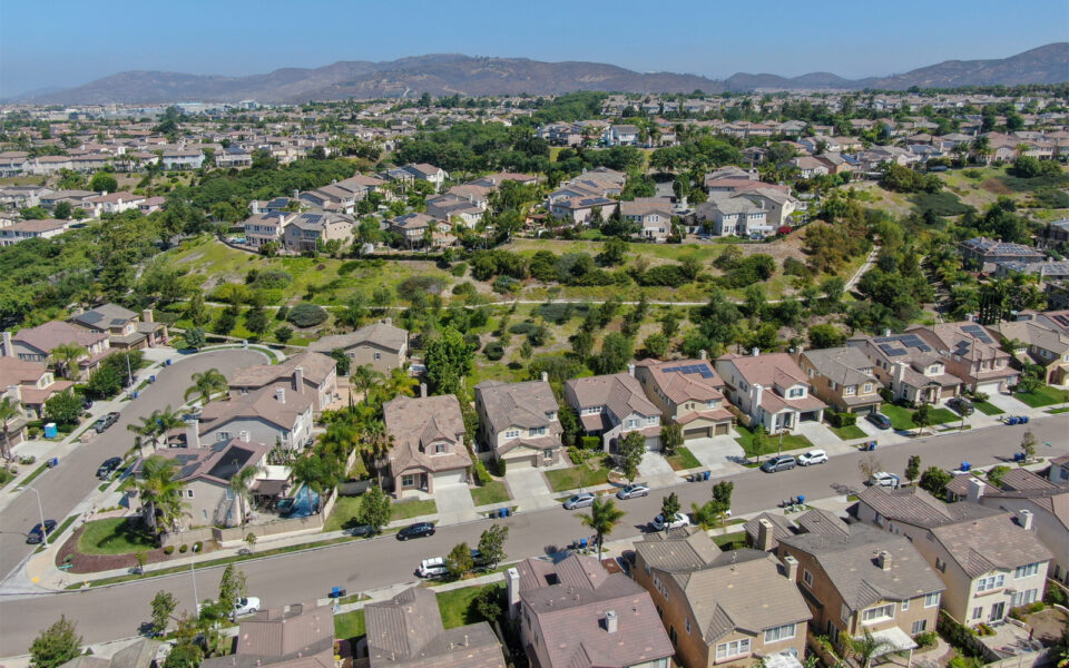 aerial shot of houses