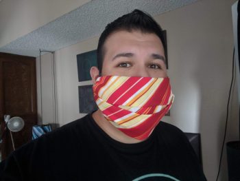 man wearing face covering