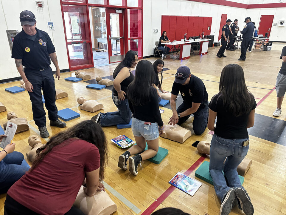 Students learn hands only cpr.