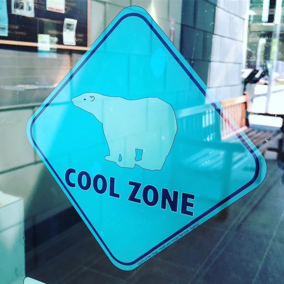 Cool Zone sign in window