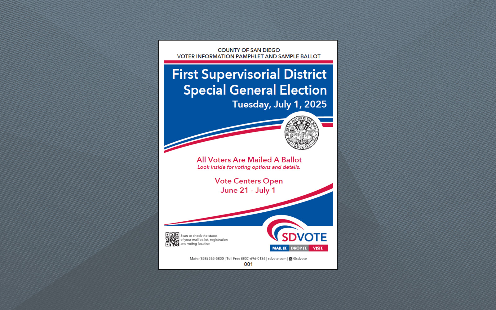 first supervisorial district special general election voter information pamphlet and sample ballot