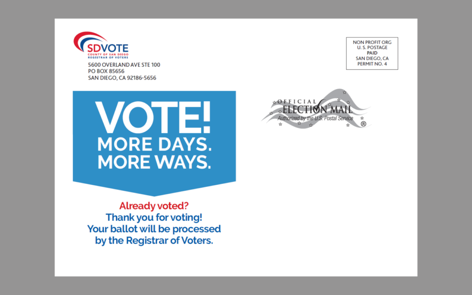 Registrar of Voters post card