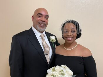 Couple smiles