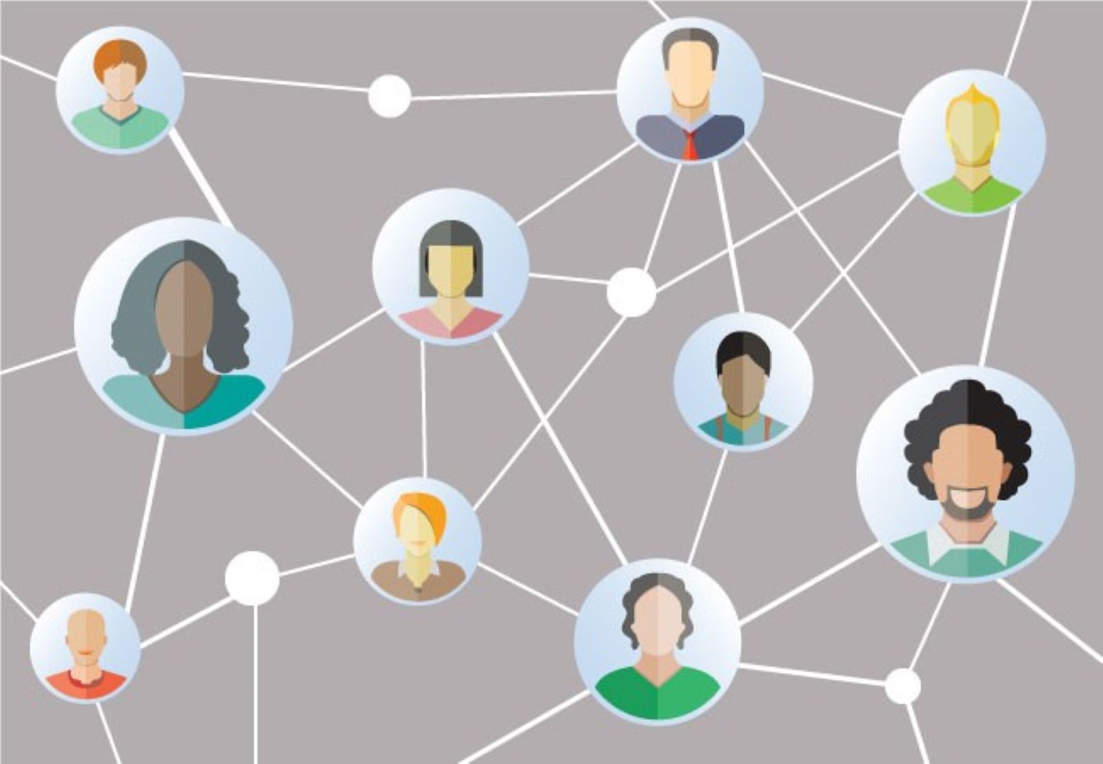 graphic of people connected by web