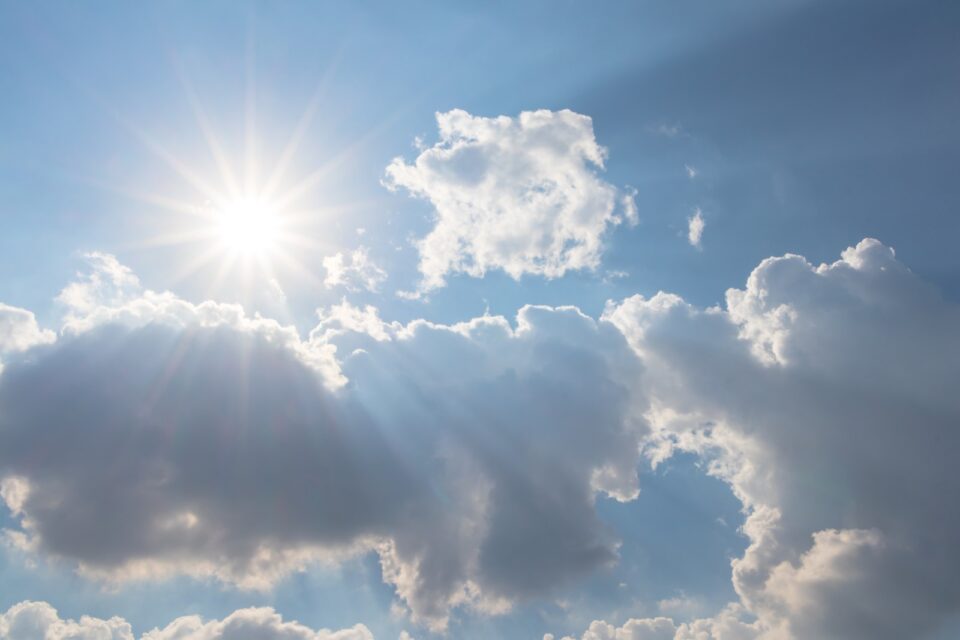 hot sun amidst clouds