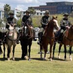 Officers on horses in front of County Administration Center