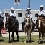 Officers on horses in front of County Administration Center