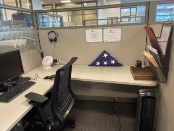 folded flag on desk