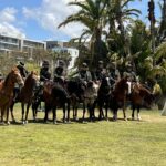 Officers on horses in front of County Administration Center