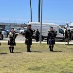 Bagpipers playing in front of County Administration Center