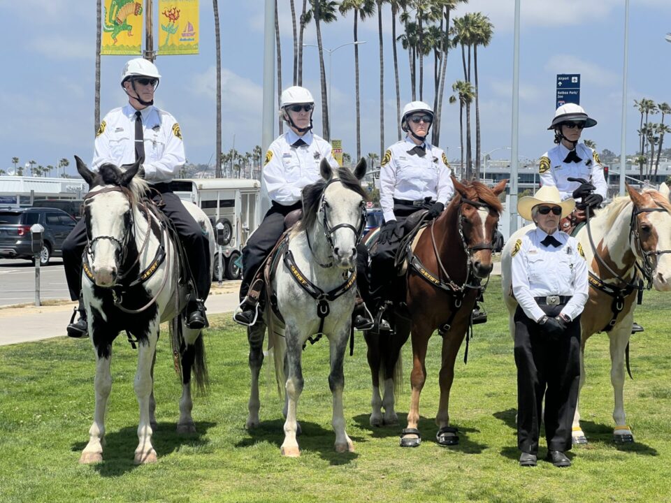 San Diego Law Enforcement on horses at memorial ceremony.