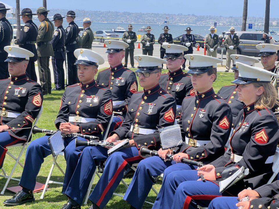 Band playing at San Diego Law Enforcement attending memorial ceremony.