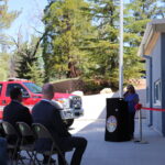 Susan Raimond, former Assistant Chief for the Mt. Laguna Volunteer Fire Department addressing the community at the opening of Fire Station 49
