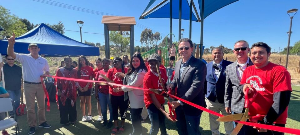 County Board of Supervisors Nathan Fletcher, Vice Chair Nora Vargas and others cut the ribbon on Ildica County Park.