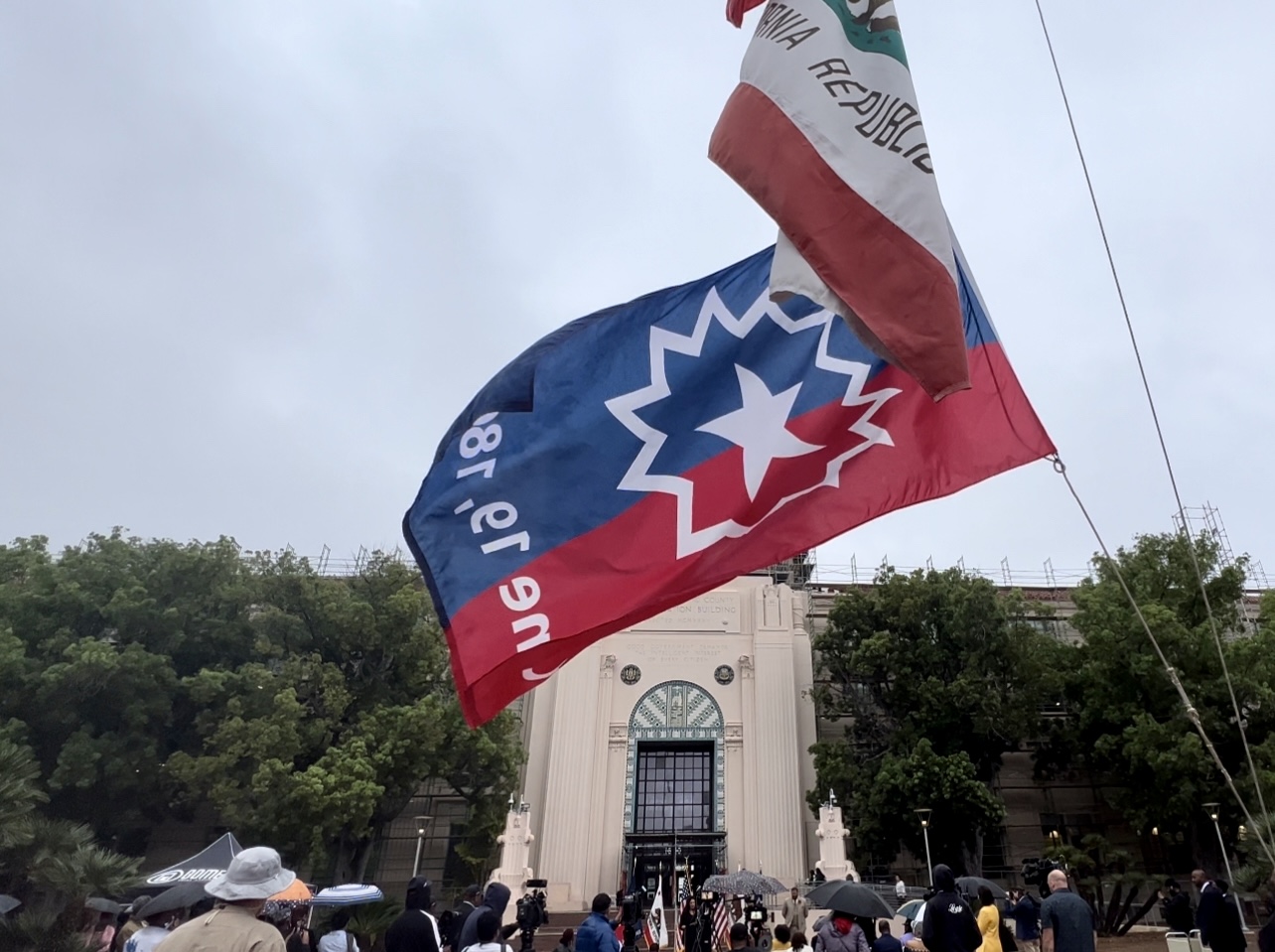 Juneteenth flag over the County Administration Center