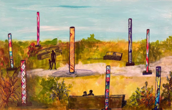 drawing of poles in a circle