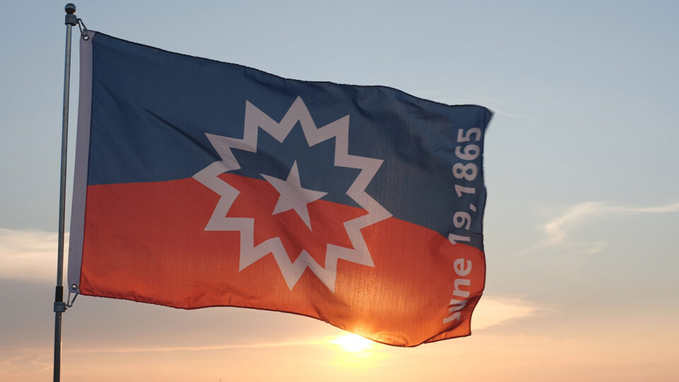 Juneteenth Flag in sky