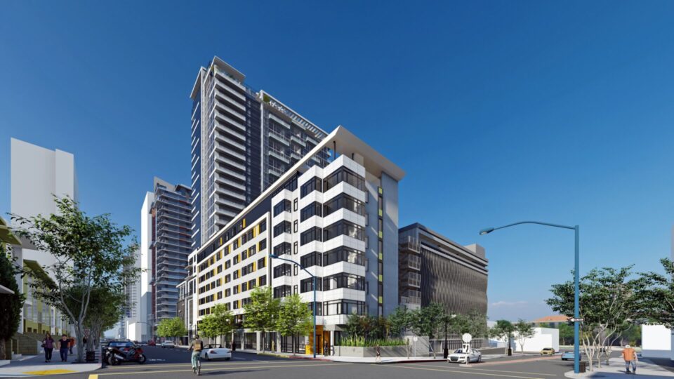 high rise building downtown