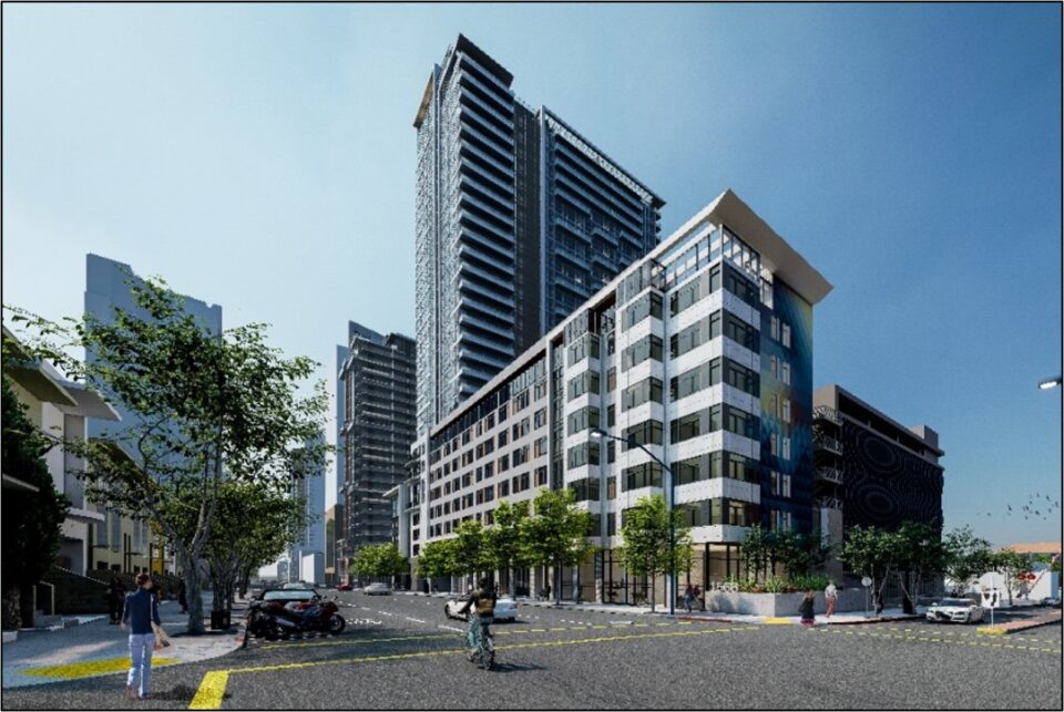 large apartment building called Kettner Crossings