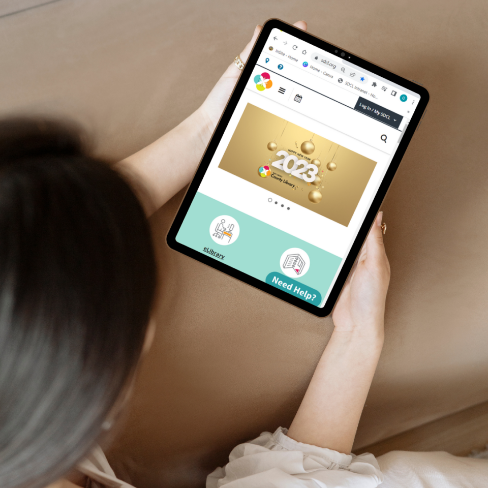 A person holding an e-reader