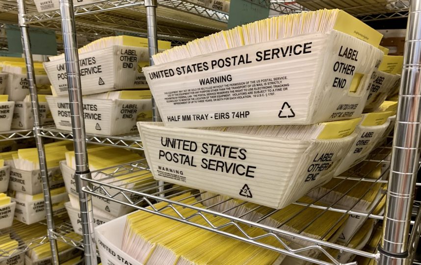 box of ballots on shelves