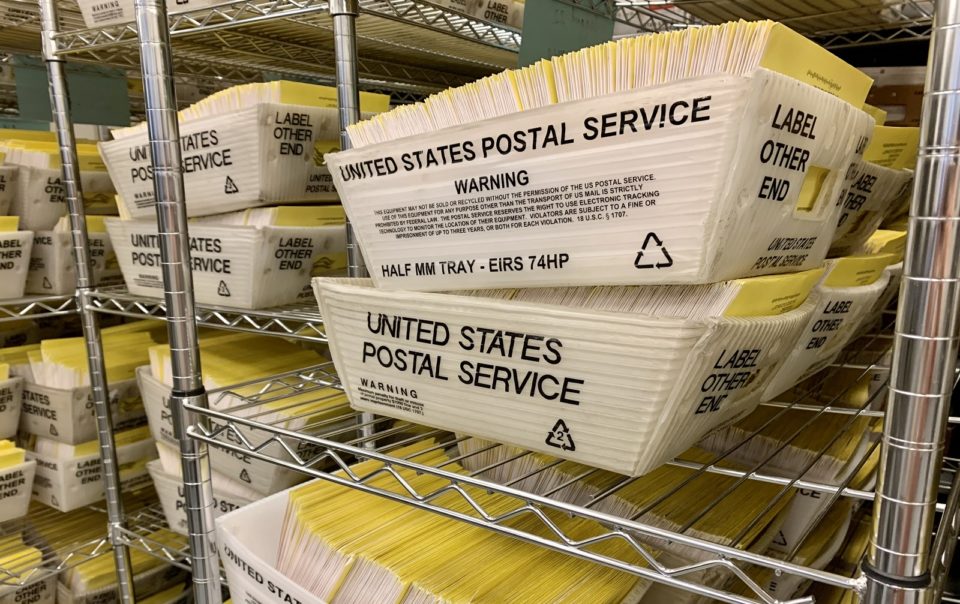 box of ballots on shelves