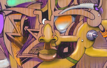 art that has a nose and mouth in the center
