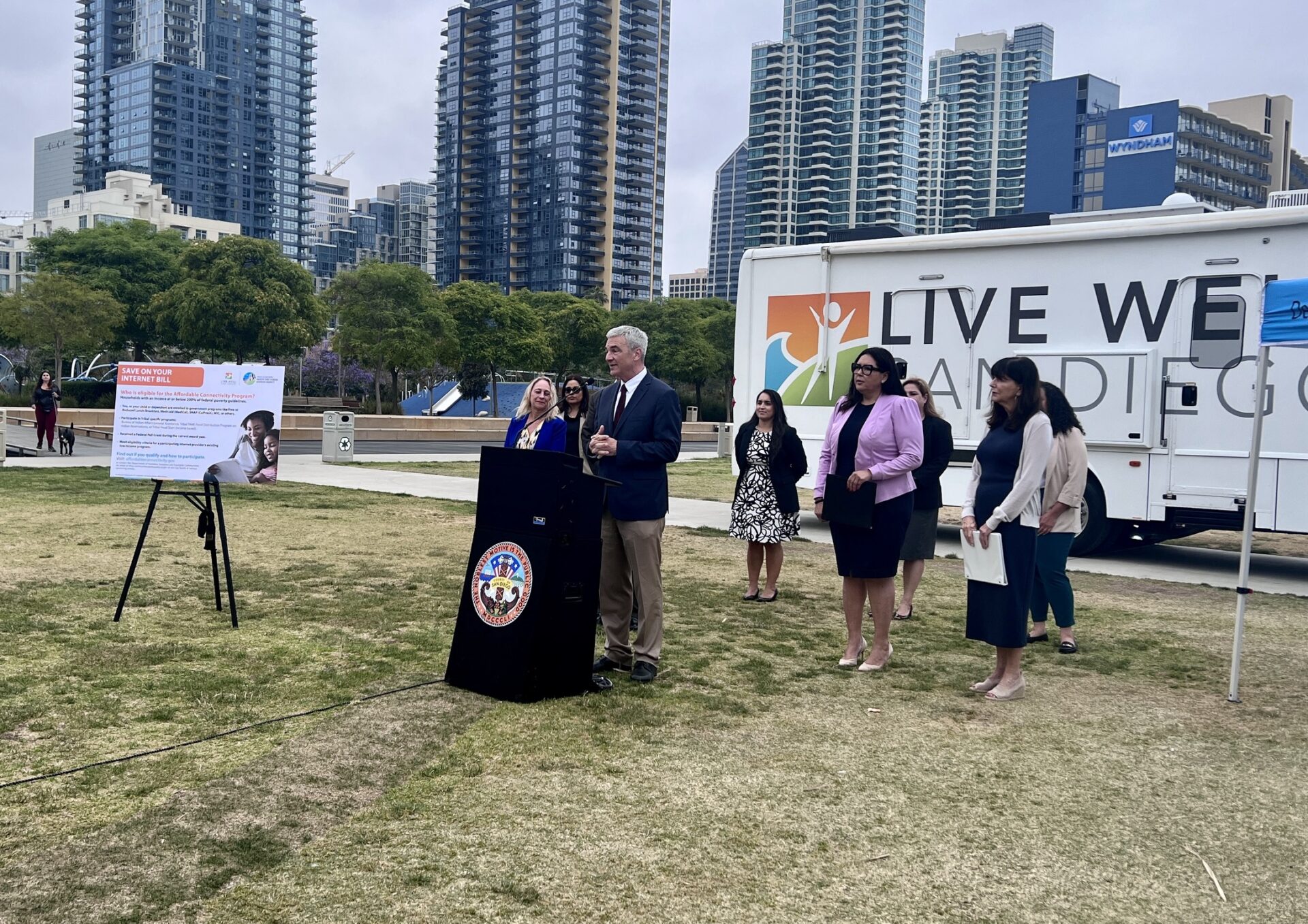 Dr. Eric McDonald speaks at the podium at Press Conference.