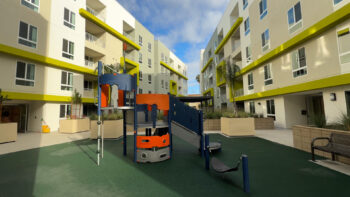 Outdoor play area in housing complex