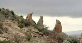 an outcrop of boulders shaped like fangs