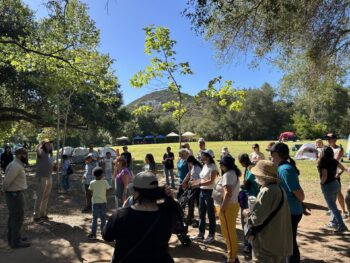 Group listening to ranger on nature walk