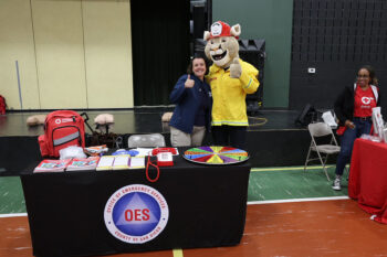 County OES with Cal Fire's mascot.
