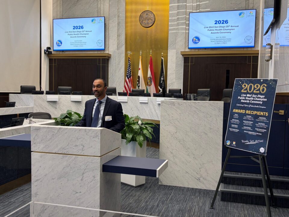 Public Health Officer at podium speaking