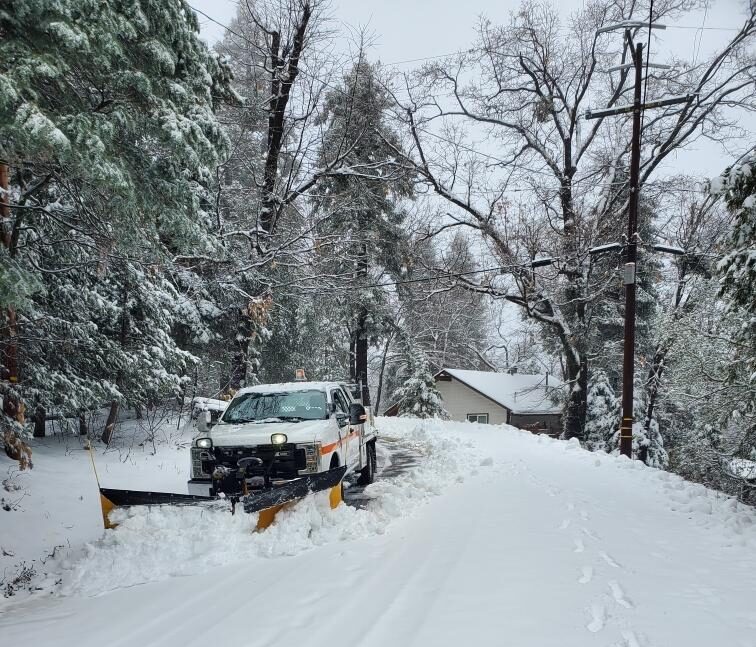 Snow covered roads at Palomar Mountain