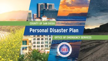A cover page of the new Personal Disaster Plan guide which shows various scenes in San Diego County.