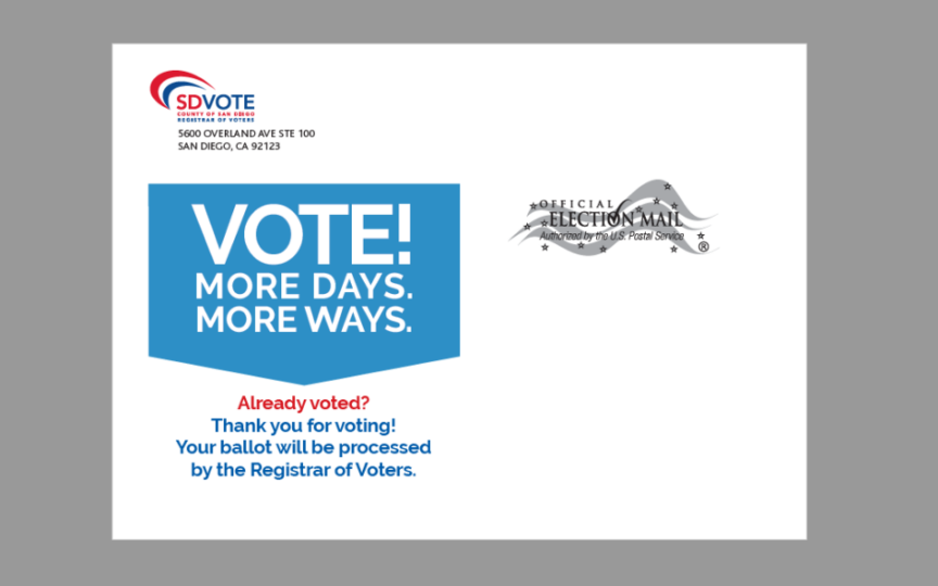 front of mail from the Registrar of Voters
