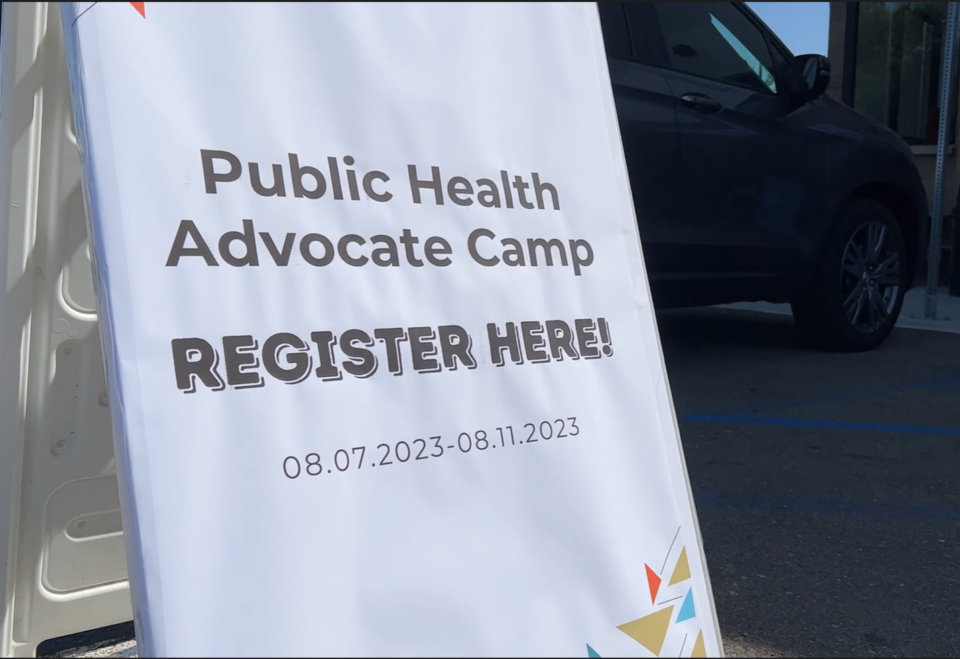 Public Health Advocate Camp sign for registration