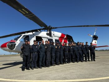 CAL FIRE helicopter crew on tarmac