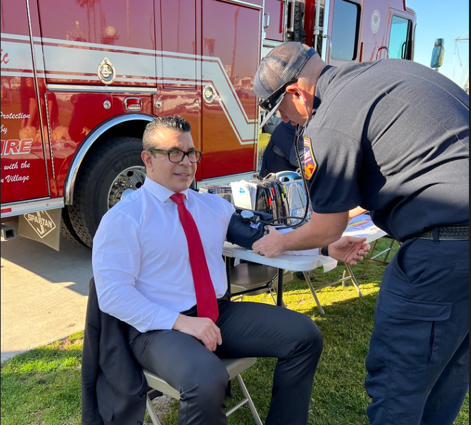 Man getting blood pressure checked