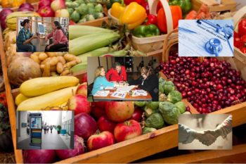 images over a box of fruit and vegetables